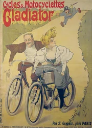 Plakat für Gladiator-Fahrräder und Motorräder